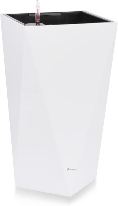 Dexceder 20 Inches Tall Self Watering Planter Diamond High Gloss Indoor Outdoor, Thickened Rhombus