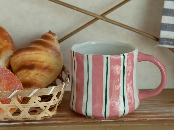 Vibrant Striped Ceramic Coffee Mug - Unique Red Design, 12oz, Microwave & Dishwasher Safe, Perfect