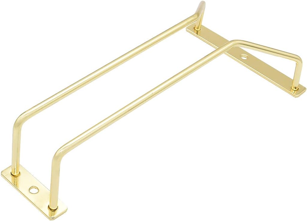 8.8-Inch Gold Wine Glass Rack, Under Cabinet Wine Glass Holder Stainless Steel Stemware Rack