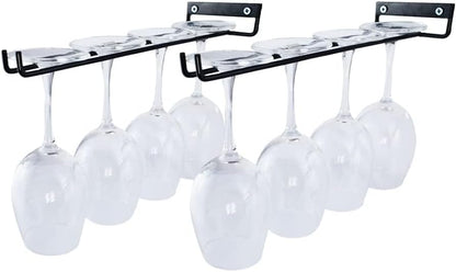 2 Packs 12 Inch Wine Glass Rack Wall Mounted Wine Glass Holder Under Cabinet, Hanging Stemware