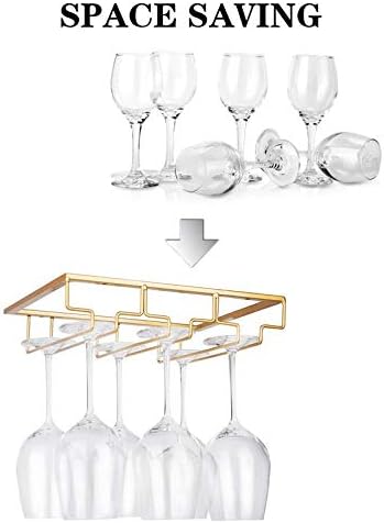 Wine Glass Rack - Under Cabinet Stemware Wine Glass Holder Glasses Storage Hanger Metal Organizer