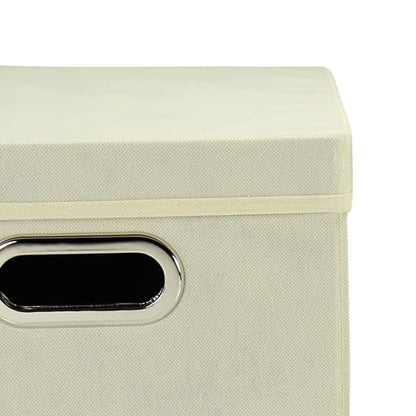 Household Essentials 39-1 Decorative Storage Cube Set with Removable Lids | Natural | 2-Pack