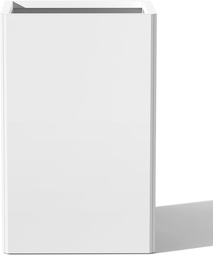 Galvanized Steel Metal Planter, 26 Inch White Square Outdoor Planters with Removable Insert Shelf