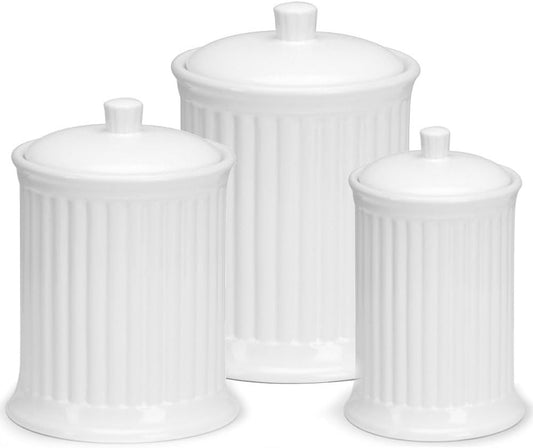 Omniware Simsbury 3-Piece Canister Set - Stoneware Kitchen Storage with Silicone-Sealed Lids