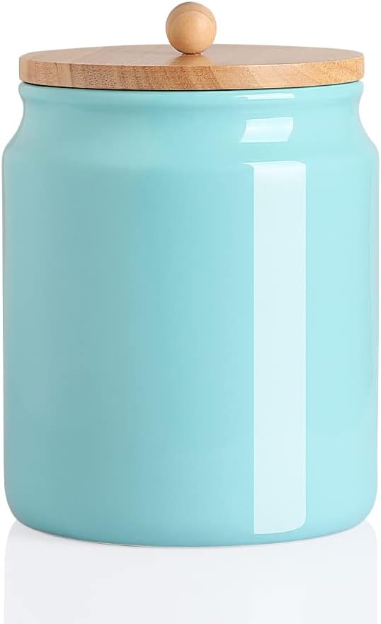 Sweejar Ceramic Kitchen Canisters, 58 FLOZ Porcelain Food Storage Jar with Airtight Seal Wooden