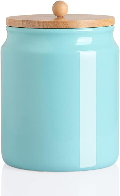 Sweejar Ceramic Kitchen Canisters, 58 FLOZ Porcelain Food Storage Jar with Airtight Seal Wooden