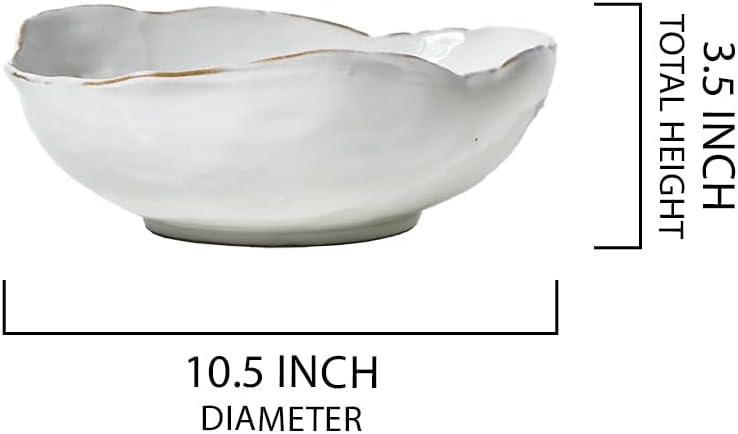 Serene Spaces Living Medium Free-Form Edge Glazed Ceramic Bowl – Stylish Fruit Bowl, Dinnerware