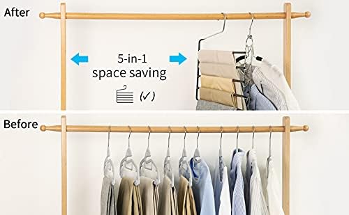 Nature Smile Pants Hangers 3pack, Heavy Duty Multi Layers Space Saving Slack Hangers,Non Slip 5