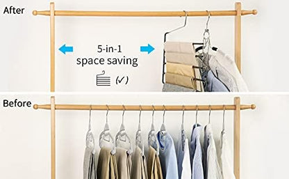Nature Smile Pants Hangers 3pack, Heavy Duty Multi Layers Space Saving Slack Hangers,Non Slip 5