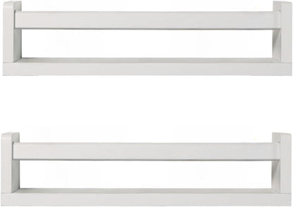 Nursery Book Shelves | Set of 2 Wood Floating Shelves for Kids Room, Kitchen Spice Rack, or Rustic