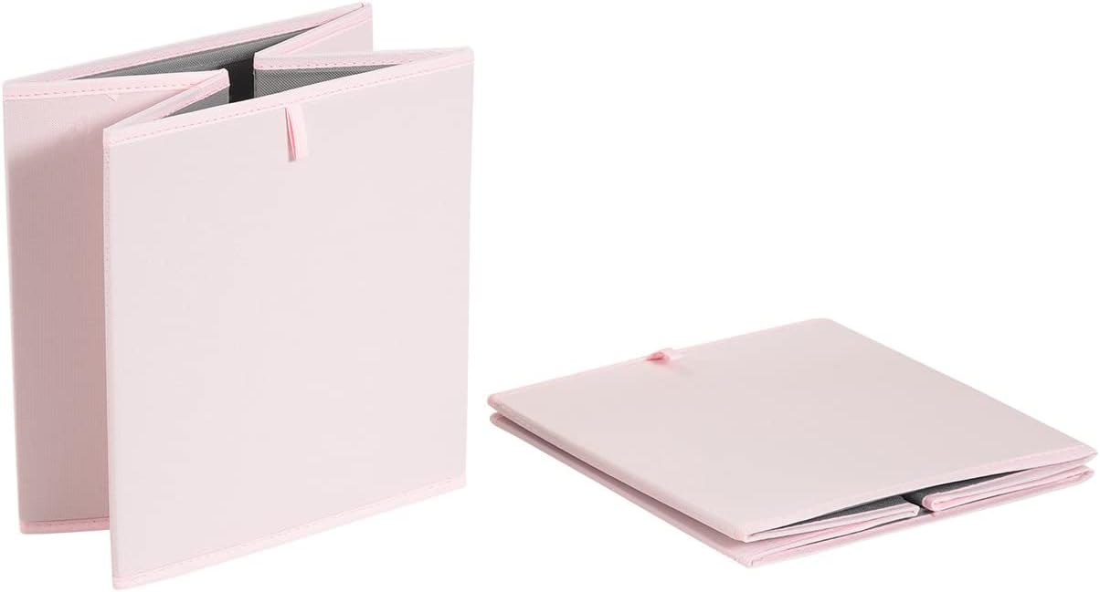 Amazon Basics Cube Organizer Bins, Collapsible Storage Baskets for Shelves, Peony Pink, Pack of 6