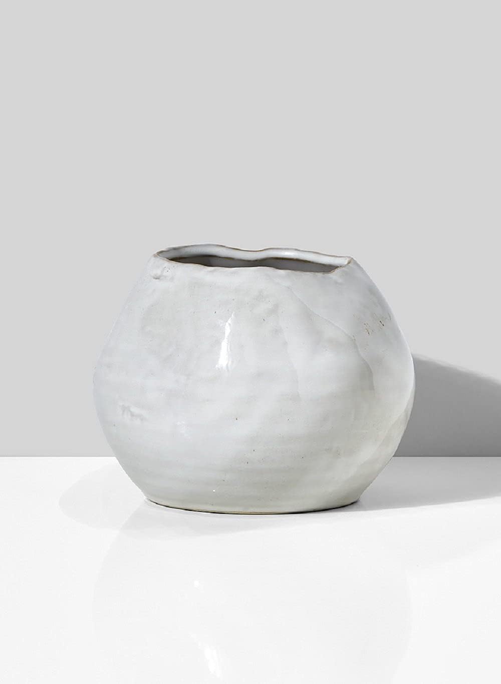 Serene Spaces Living Glazed Ceramic Fishbowl Vase- Centerpiece for Vintage Weddings, Events