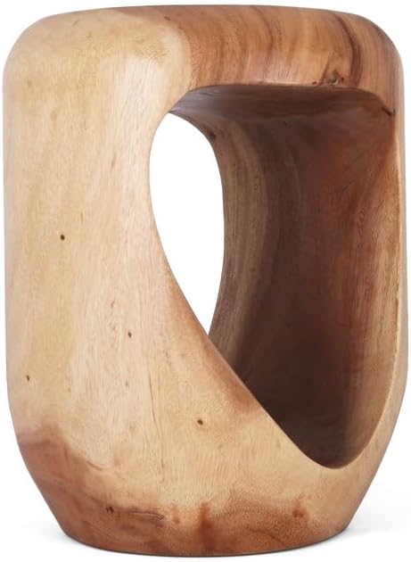 Rutledge & King Naples Wood End Table - Small Round Side Table - Suar Wood Side Table - Round