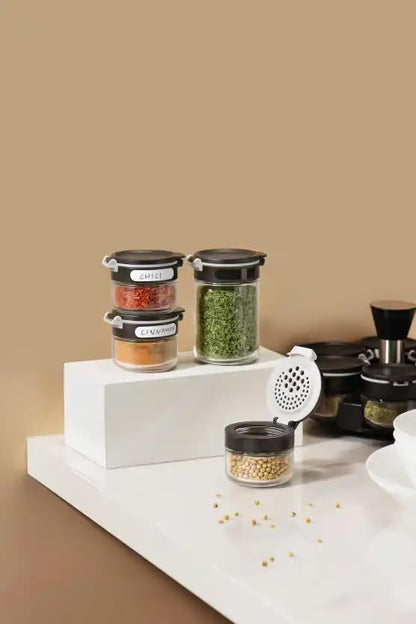 360 rotating 2 tier jars spice rack (6 small 6 large spice jars) Revolving Seasoning Organizer.