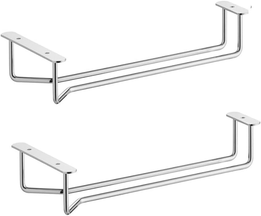 Soro Essentials- 10" Glass Hanging Stemware Rack Chrome Plated Set of 2- Wine Glass Hangers Under