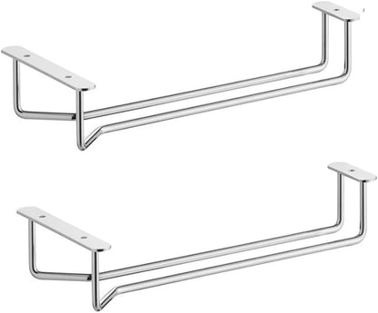 Soro Essentials- 10" Glass Hanging Stemware Rack Chrome Plated Set of 2- Wine Glass Hangers Under