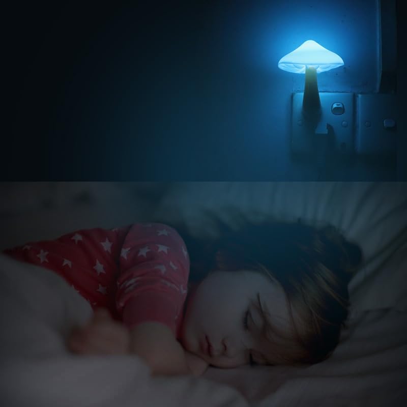 AUSAYE 3 Pack Sensor LED Night Light Plug in Lamp 7 Color Changing Mushroom Light Cute Night Lights
