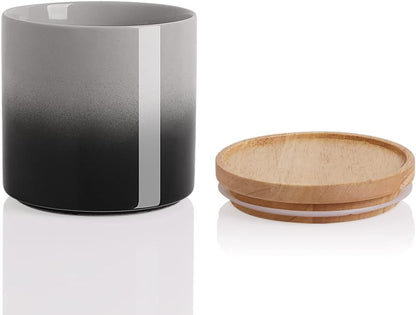 Sweejar Ceramic Food Storage Jar, Stackable Kitchen Canisters, Containers with Airtight Seal Wooden