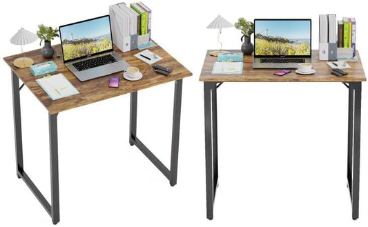 PayLessHere | 32 Inch Computer Desk | Brown | Office Desk with Metal Frame, Adjustable Feet |