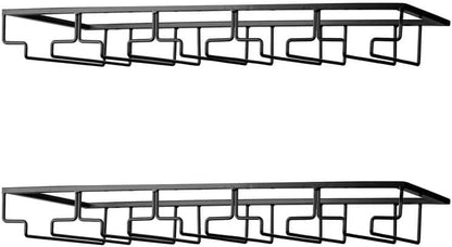 Wine Glass Rack - Under Cabinet Stemware Wine Glass Holder Glasses Storage Hanger 2 Pack Metal