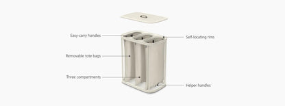 Joseph Joseph Tota Trio 90 liter/23.8 gallon Laundry Hamper Separation Basket with lid, 3 Removable