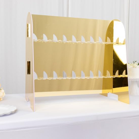 Tableclothsfactory Gold Mirror Finish 2-Tier Wine Glass Stemware Rack, 18 Champagne Flute Holder