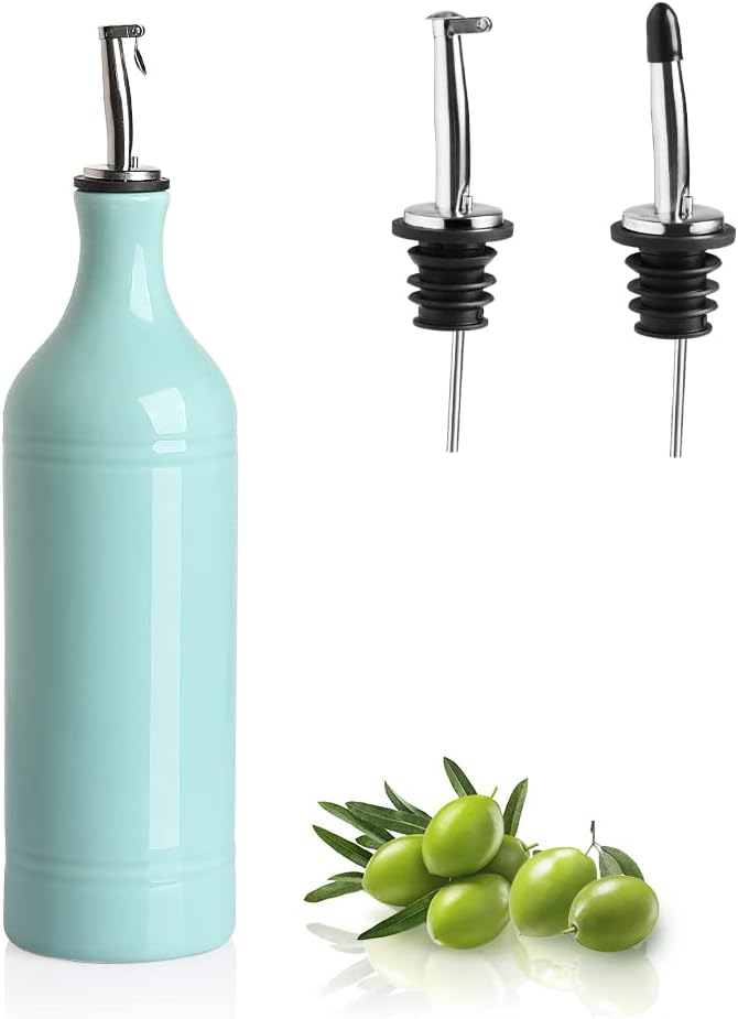 Sweejar Large Ceramic Olive Oil Dispenser Bottle, Opaque Oil Cruet Protects Oil to Reduce