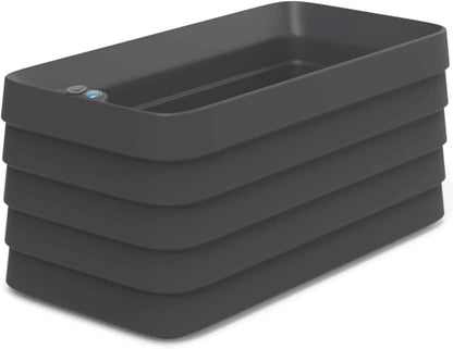 Crescent Garden Slat Medium Rectangular Planter Box for All-Weather - Self-Watering Outdoor Deck