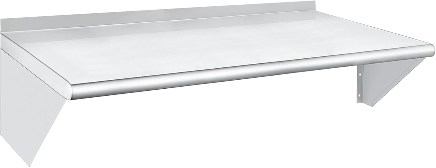 HARDURA Stainless Steel Shelf 18" x 48", 385lb Commercial Shelves Wall Mount Metal Shelving with