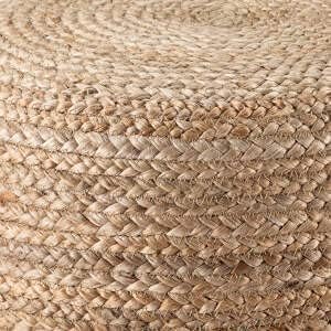 Jute Pouf Ottoman | Footrest Pouf | Hand Braided - Round Boho Pouffe - for Living Room, Bedroom