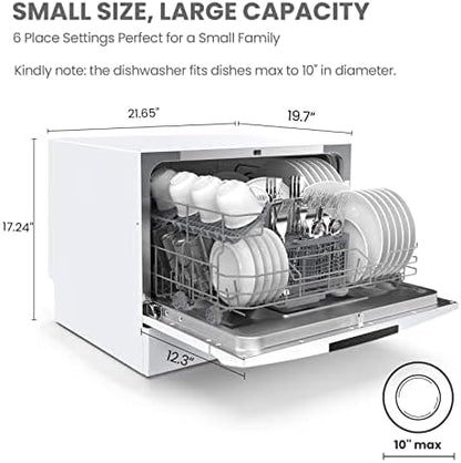 COMFEE??Portable Mini Dishwasher, Energy Star, Countertop, 6 Place Settings, with 8 Washing