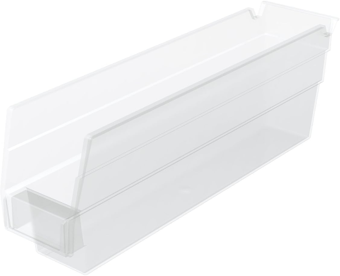 Akro-Mils 30110 Heavy Duty Plastic Shelf Bins, 12"x 3"x 4", Clear, 24-Pack