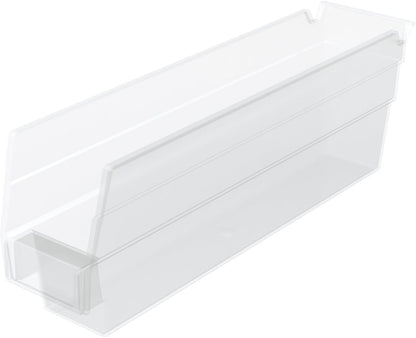 Akro-Mils 30110 Heavy Duty Plastic Shelf Bins, 12"x 3"x 4", Clear, 24-Pack