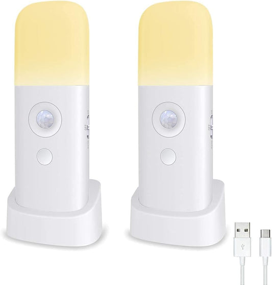 Motion Sensor Night Light Indoor, 2000mAh Battery Operated Lights, Cordless Table Lamps for Kids, 5