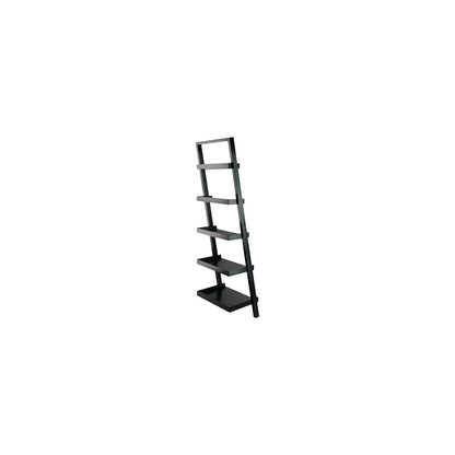 Winsome Bellamy 5-Shelf 69" H Leaning Bookcase, Black (29553)