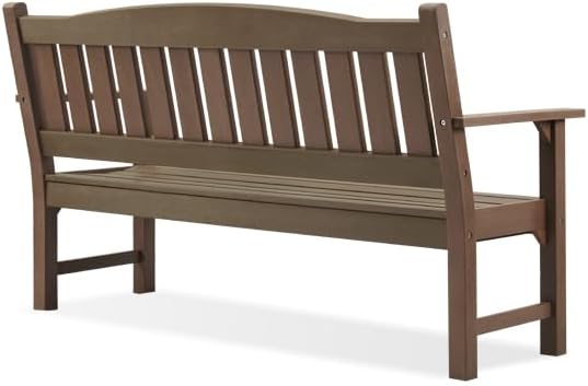 Psilvam 3-Person Outdoor Memorial Bench, All-Weather Poly Lumber Garden Bench, Rot-Resistant