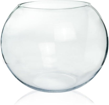 Craft And Party, Glass Bubble Vase, 8" Height x 10" Width Glass Fish Bowl, Bubble Bowl for