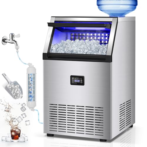 Commercial Ice Maker Machine, 175Lbs/24H with 45Lbs Storage, 55Pcs Clear Ice Cubes in 8-15Mins