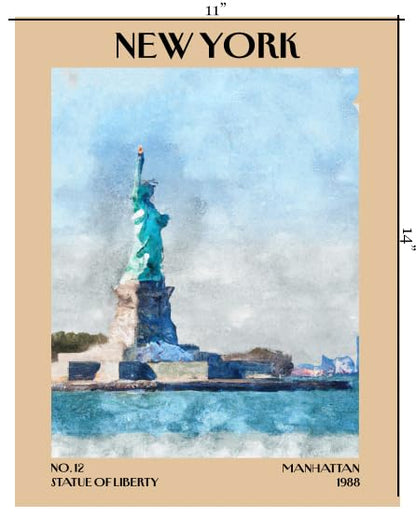 Retro Vintage New York Wall Art Print - 11x14 Unframed Poster - New York City Souvenirs, Cute