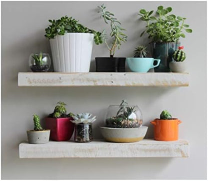 Urban Legacy Reclaimed Barnwood Planks | Floating Shelves for Wall w/Flush Mount Shelf Bracket Set