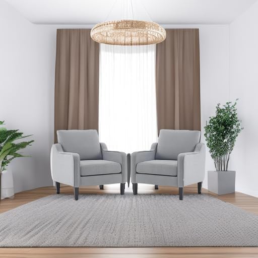 VINGLI Modern Accent Chairs Set of 2, Grey Living Room Chairs Comfy Armchair for Bedroom