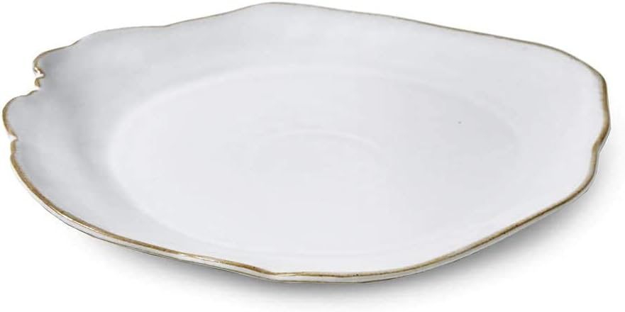 Serene Spaces Living Set of 2 Large Free-Form Edge Glazed Ceramic Plate- Dinnerware for Vintage
