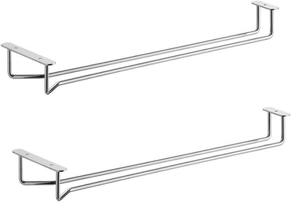 Soro Essentials- 24" Hanging Stemware Rack Chrome Plated Set of 2- Wine Glass Hangers Under Shelf