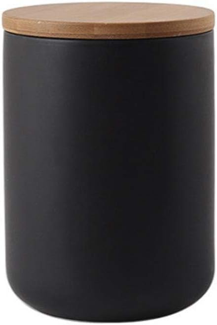Ceramic Food Storage Jar Canister Modern Design Food Canisters with Airtight Seal Bamboo Lid, Loose