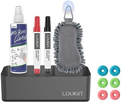 LOUKin Magnetic and Adhesive Marker Holder, Dry Erase Accessory Tray Set (Includes 1 Eraser, 1