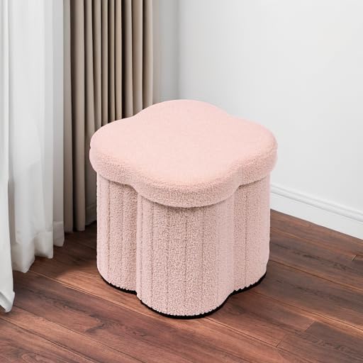 B FSOBEIIALEO Storage Ottoman Cube, Flowers Shaped Ottomans with Storage Foot Stool Footrest for
