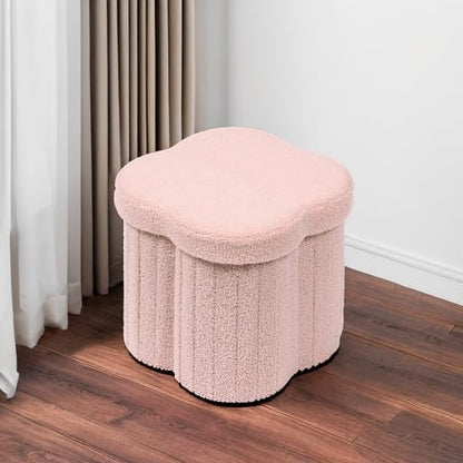 B FSOBEIIALEO Storage Ottoman Cube, Flowers Shaped Ottomans with Storage Foot Stool Footrest for