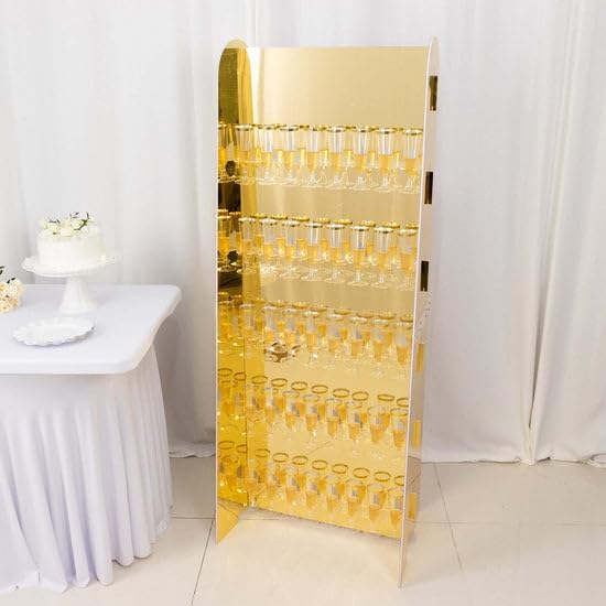 Tableclothsfactory Gold Mirror Finish 5-Tier Wine Glass Stemware Rack, 40 Champagne Flute Holder