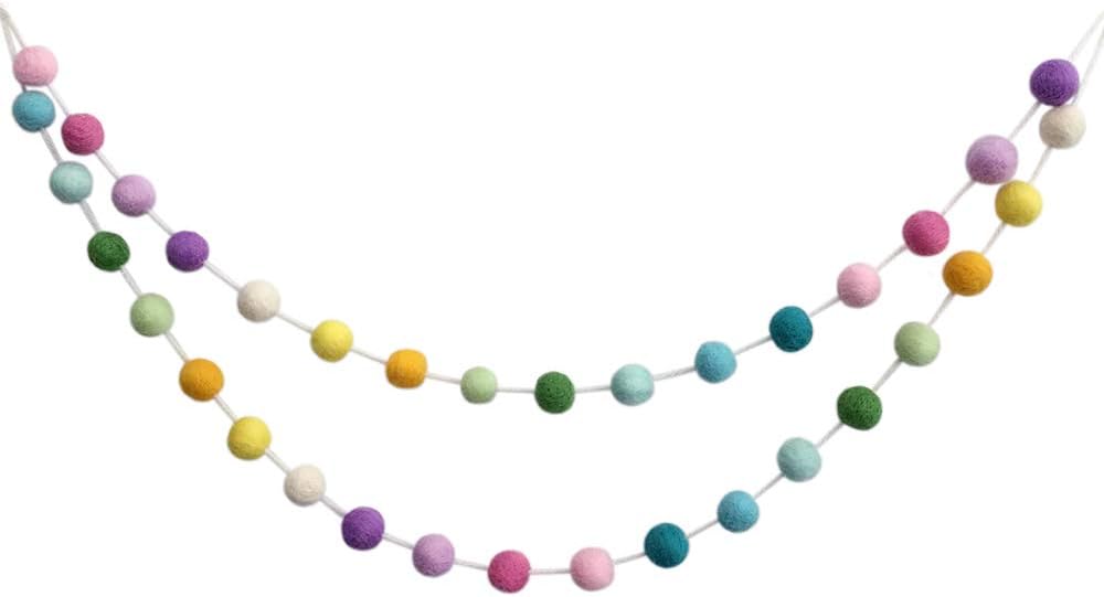 Felt Ball Garland Misscrafts 9.8 Feet 100% Wool Roving Pom Pom Garland 20mm Colorful for Baby