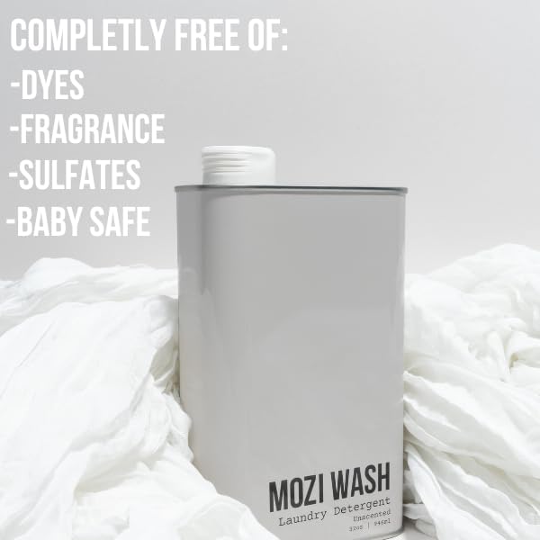 Laundry Detergent Liquid, Unscented, 50+ Loads, Concentrated, Non toxic, Plant Based Enzyme